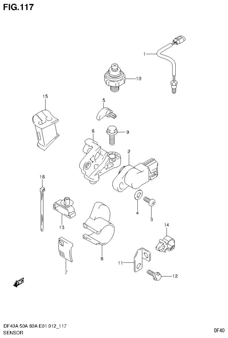Suzuki DF40AST, DF50A, DF50ATH SENSOR (DF60A E1) parts diagram